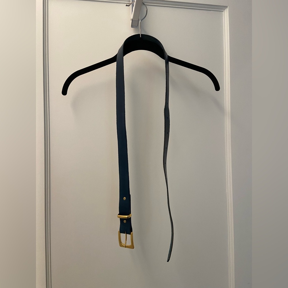 Stylish Blue Belt with Gold Buckle